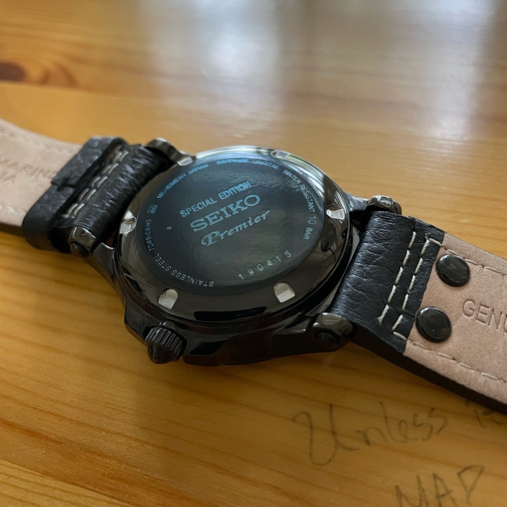 **SOLD** Seiko Premier Kinetic Perpetual Watch 7D48-0AH0 Special Edition Leather - Picture 10 of 16